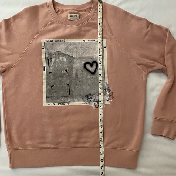 Zadig & Voltaire Upper Photoprint Heart Sweatshirt. Color is Blush. Size Medium - Picture 10 of 10